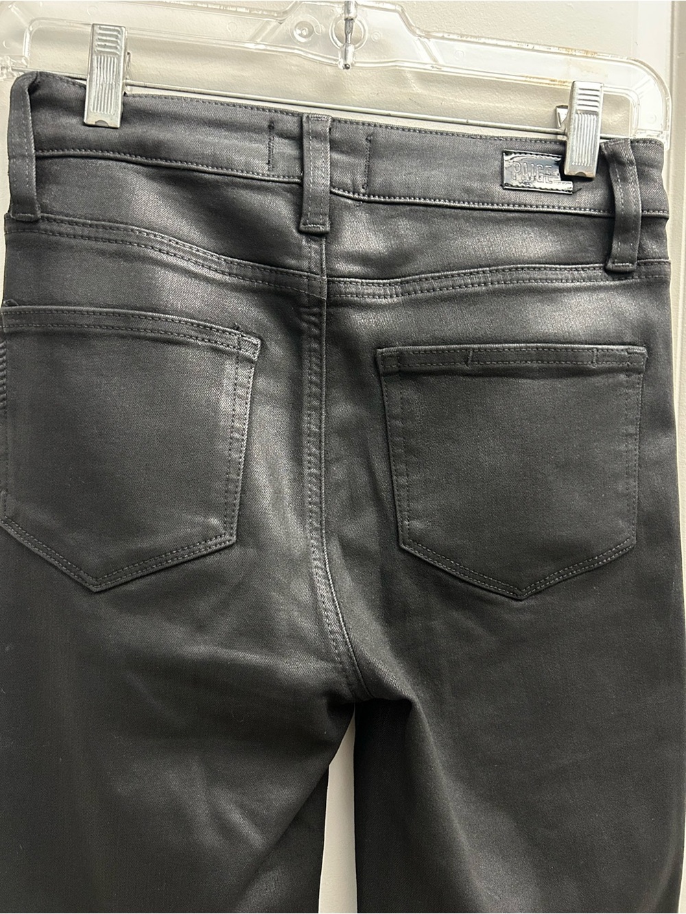PAIGE Cindy Coated Black Straight-Leg Jeans, size 25 - Picture 9 of 14